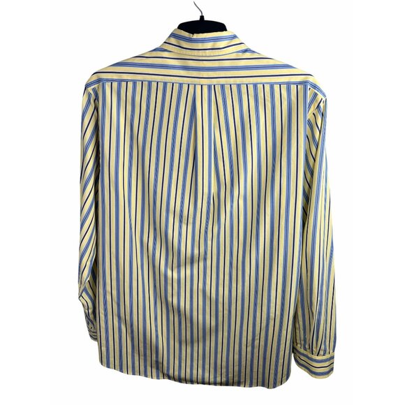 Ralph Lauren Custom Fit Yellow‎ & Blue Striped Button-Down Shirt - Picture 2 of 9